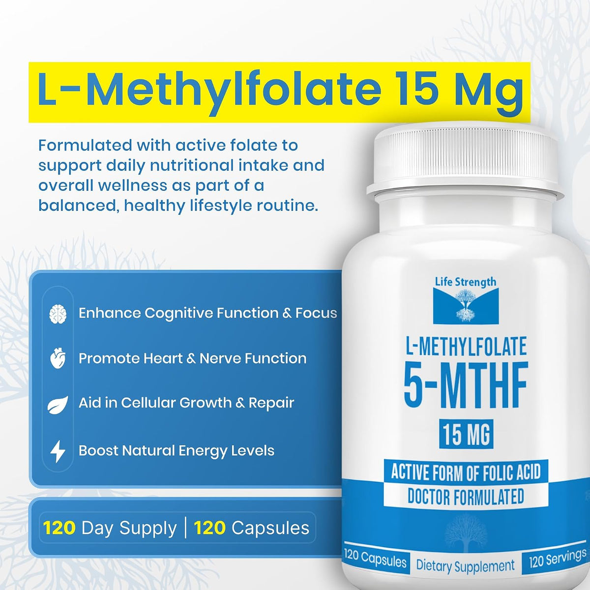 LifeStrength L-Methylfolate 15 mg, 120 Capsules - görsel 3