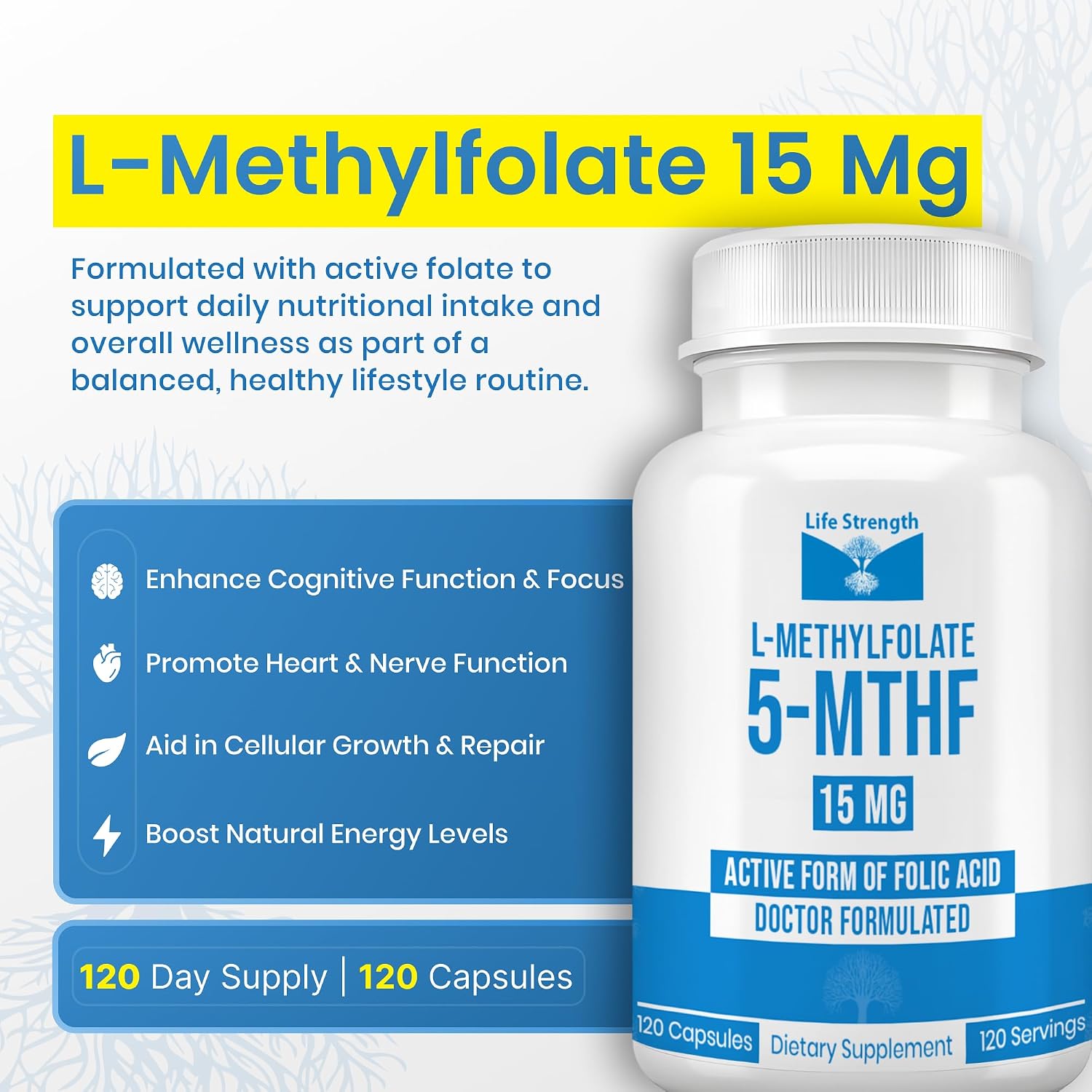LifeStrength L-Methylfolate 15 mg, 120 Capsules - görsel 3