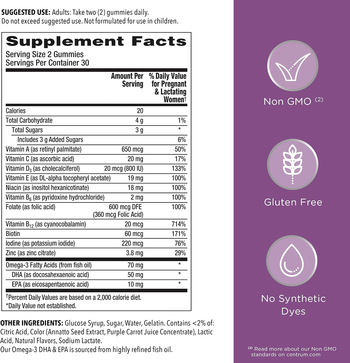 Centrum Prenatal Multivitamin Gummies with DHA and Folic Acid, Mixed Berry and Orange - 60 Count - görsel 8