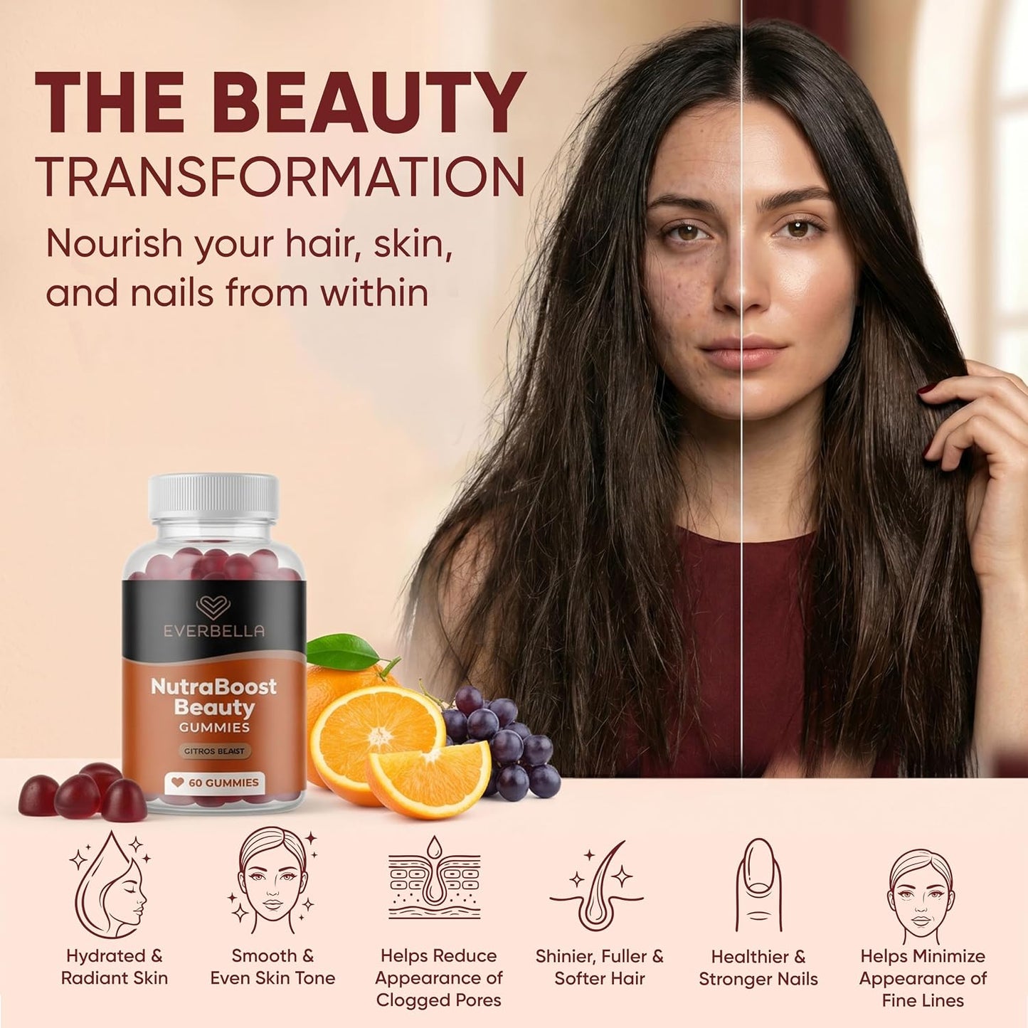 NutraBoost Beauty Gummies | Beauty Support Formula with Amino Acids, Bamboo Silica, Resveratrol, Biotin & Vitamin C - görsel 9