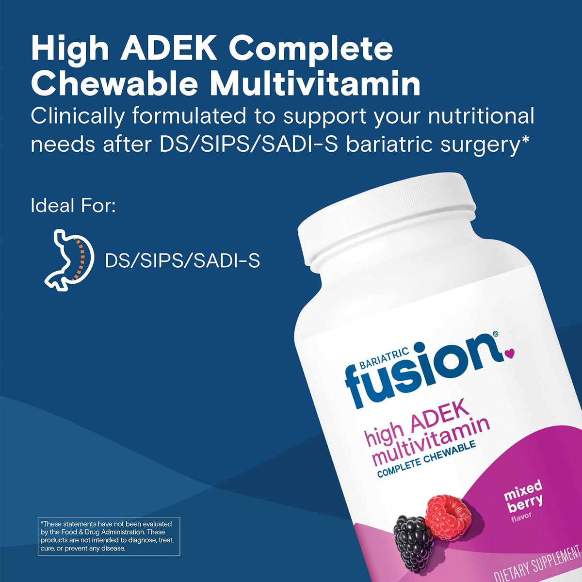 Bariatric Fusion Chewable Multivitamin with High ADEK Vitamins - Mixed Berry - 120 Tablets - görsel 2