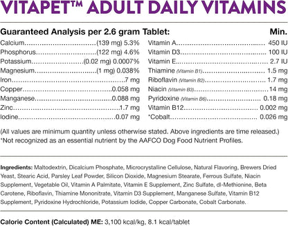 NaturVet VitaPet Adult Daily Vitamins for Dogs with Breath Aid, 60 Tablets