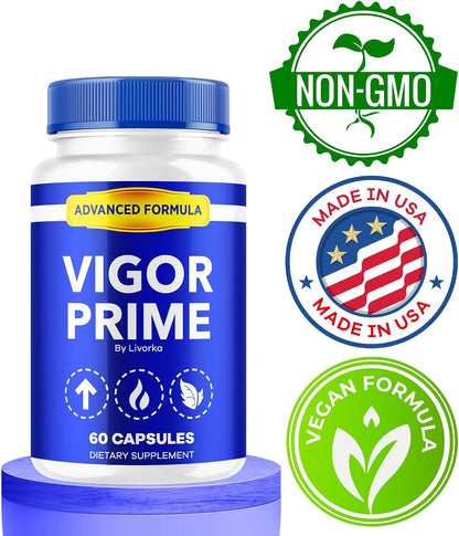 Vigour Prime Capsules, Official VigorPrime for Men Food Supplement Advanced Premium Formula - All Natural, 60 Capsules for 1 Month
