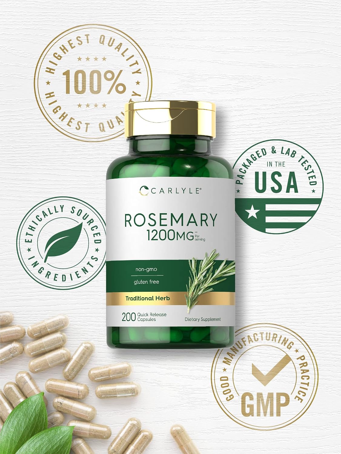 Carlyle Rosemary Capsules, 200 Count - görsel 5