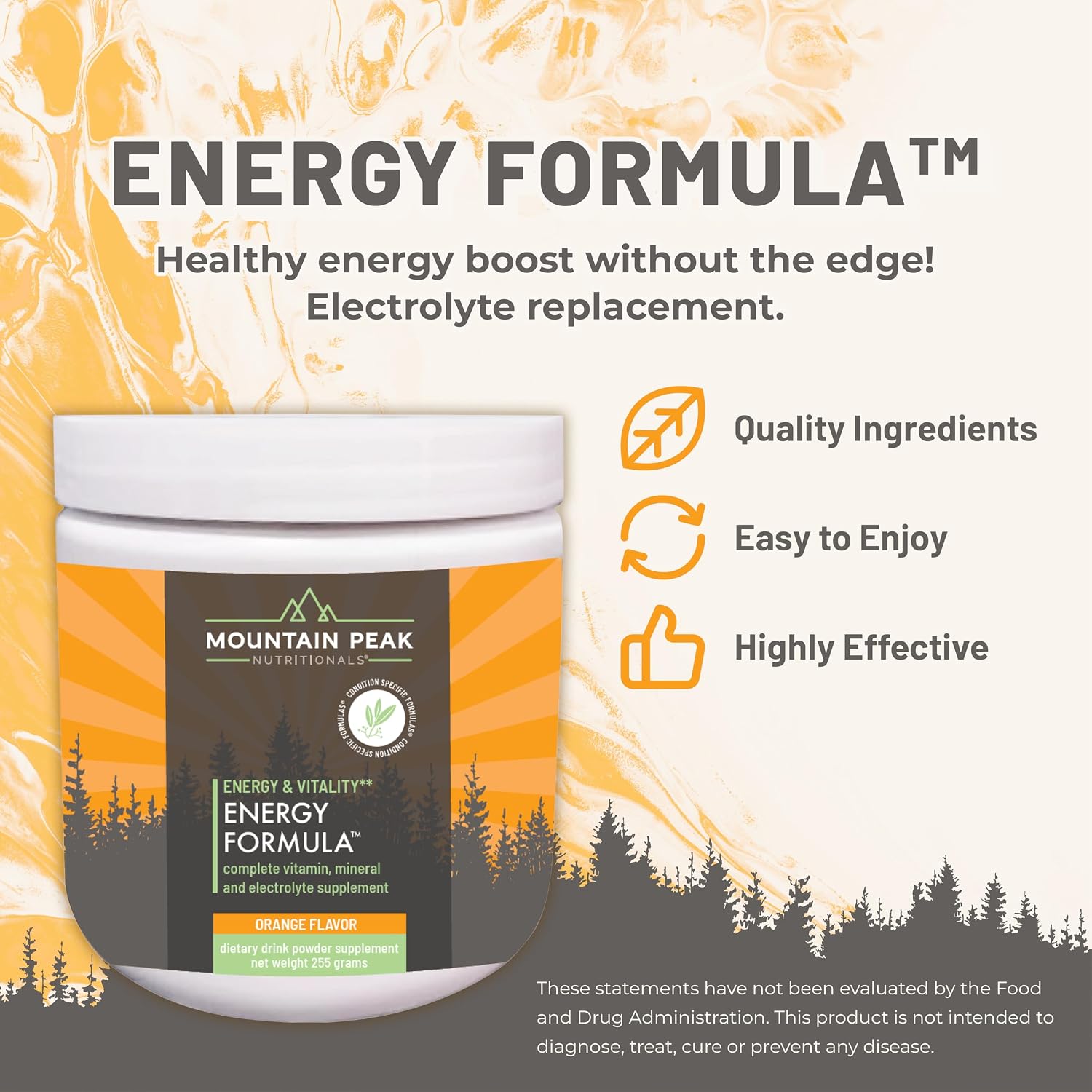 Mountain Peak Nutritionals Energy Formula - All-in-One Multi-Mineral Powder - Orange Flavour (255g, 30 Servings) - görsel 2