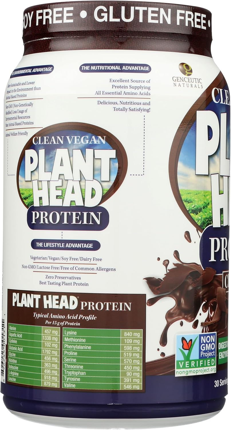 Genceutic Naturals Plant Head Protein Dietary Supplement, Chocolate, 816g - görsel 4
