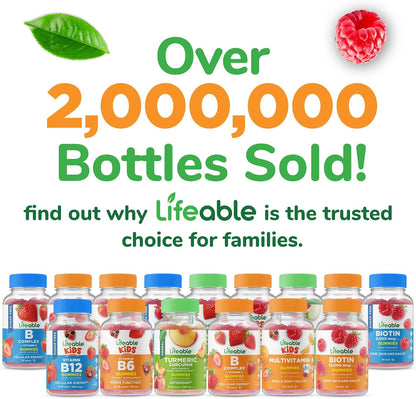 Lifeable Sugar-Free Biotin Gummies - 5000µg Vitamin B7 for Hair, Skin & Nail Health - 90 Gummies