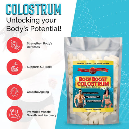 BodyBoost Colostrum Capsules, 100% Bovine Colostrum Powder, Immune Support Supplement with Immunoglobulin & Lactoferrin, Superfood for Gut Health, 150 Capsules