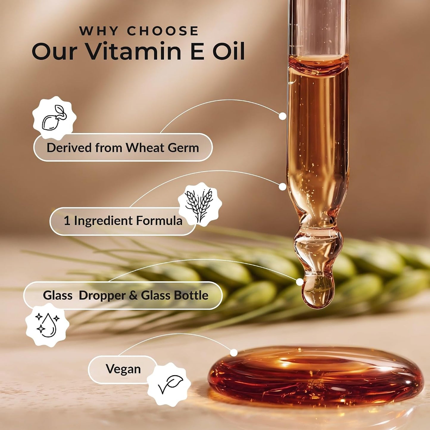 Everyday Beauty Ultra Pure Vitamin E Oil – 100% Natural D-Alpha Tocopherol from Wheat Germ – Glass Bottle & Dropper - görsel 6