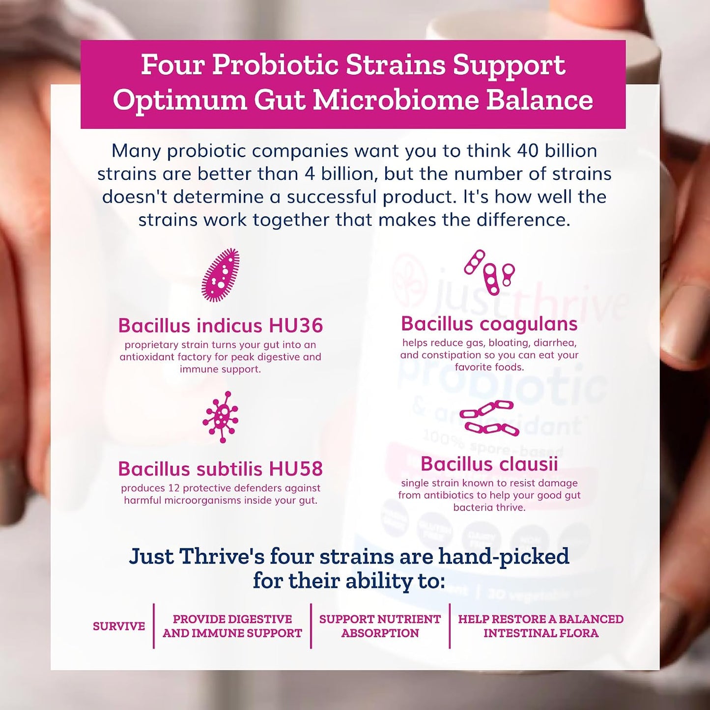 Just Thrive Probiotic & Antioxidant Supplement – 100% Spore-Based, 30 Capsules - görsel 5