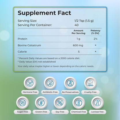 WELLNESS EXTRACT Bovine Colostrum Powder with Lactoferrin, Grass-Fed Organic Colostrum Supplement for Gut Health, Immune Support & Muscle Recovery, Rich in IgG & IgA, Unflavoured, 60 g