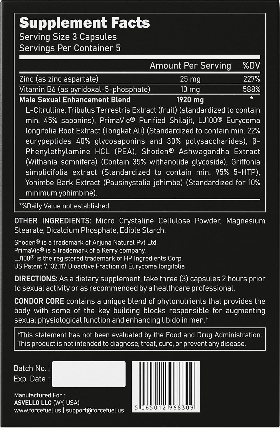 Condor Core – Male Enhancement Capsules – LJ100 Tongkat Ali, Shoden Ashwagandha, Primavie Shilajit (15 Capsules) - görsel 9