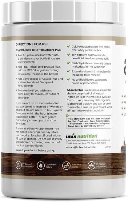 Absorb Plus Isolate Protein – Diet Supplement for Digestive Health & Nutritional Support (2.2 lbs, Simply Vanilla)