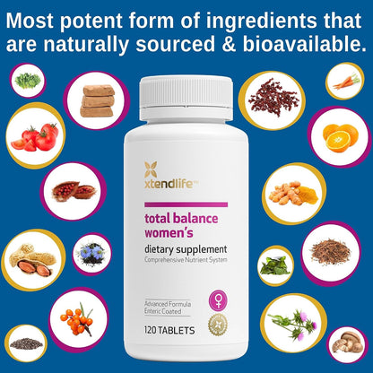 Xtendlife Total Balance Women's Multivitamin: 77 Nutrients for Immune, Heart, Digestive and Cellular Health - 30 Day Supply