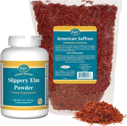 Baar American Saffron Tea & Slippery Elm Bark Powder Kit – 170g Saffron & 113g Elm