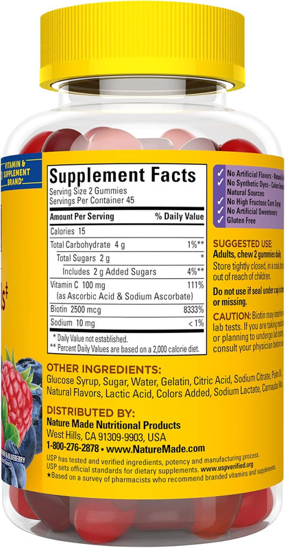 Nature Made Hair Skin and Nails with Biotin 2500 mcg Gummies
