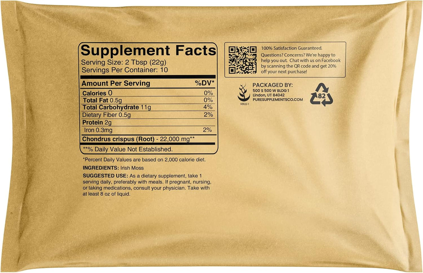 Pure Original Ingredients Irish Moss Powder (227g) Dried Carrageen Seaweed, Gluten-Free, Lab-Verified - görsel 2