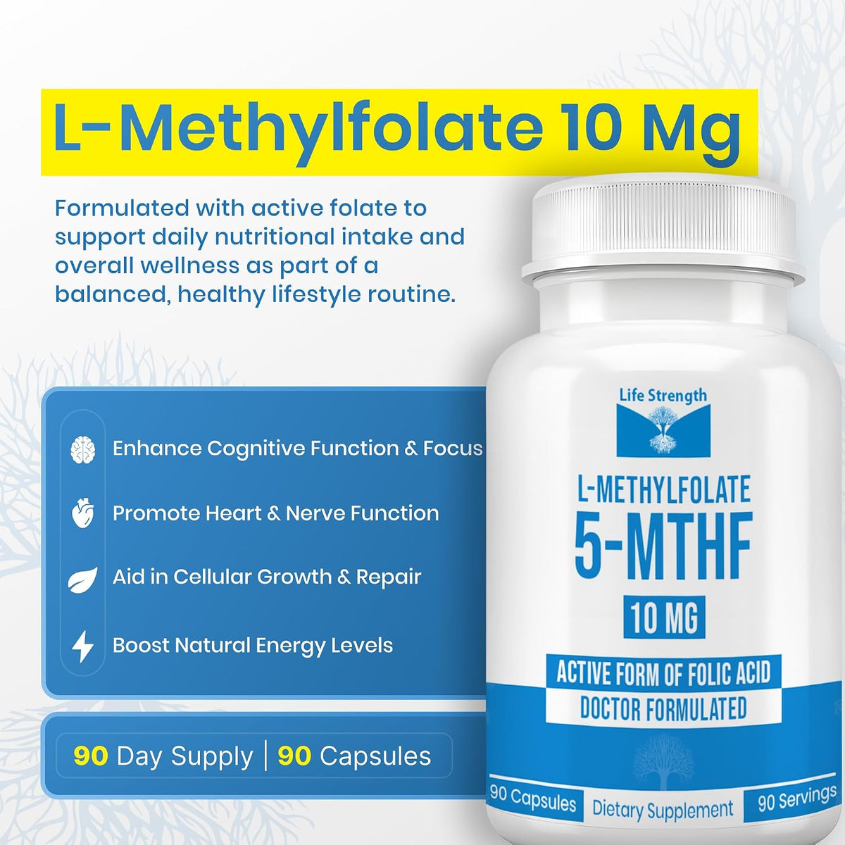 L-Methylfolate 10 mg - 90 Capsules | Active Folate Supplement - görsel 4