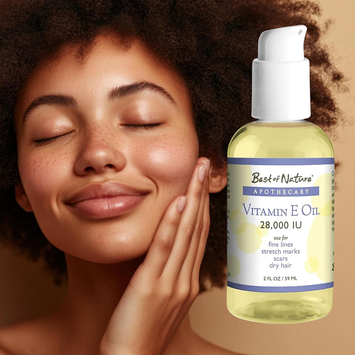 Best of Nature Vitamin E Oil 28,000 IU, Unscented Moisturiser with Fractionated Coconut – Hair, Skin, Face, & Hands - görsel 5