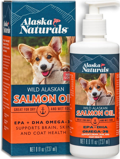 Alaska Naturals Wild Alaskan Salmon Fish Oil Supplement for Dogs Skin and Coat with EPA DHA Omega 3 Fatty Acids Liquid Food Topper 946 ml