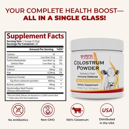 Shrink Colostrum Powder 77g – Natural Bovine Colostrum Supplement for Overall Health