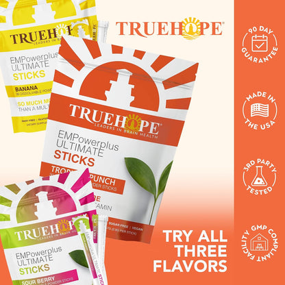 Truehope Multivitamin Nootropic Pouches with Inositol - Once-Per-Day EMPowerplus Ultimate Sticks - 30 Sachets (Tropical)