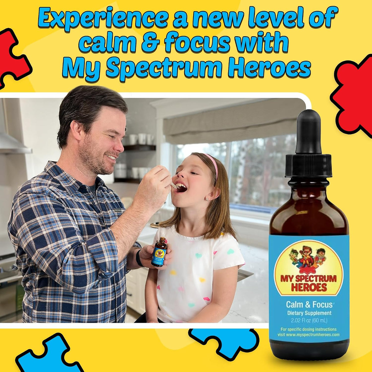 My Spectrum Heroes Calm & Focus Supplement Drops - Brain Support with L-theanine, GABA, Huperzine A - 60 ml - görsel 7
