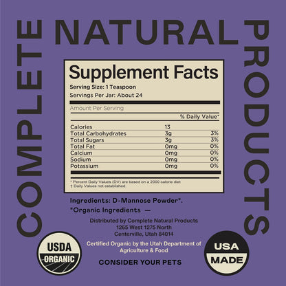 CNP Organic D'Mannose Powder for Pets 4oz - Pure D-Mannose Urinary Support for Dogs and Cats