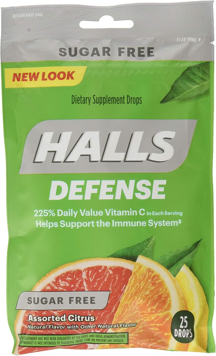 Halls Defence Vitamin C Drops, Assorted Citrus, 30 Count (Pack of 3) - görsel 3