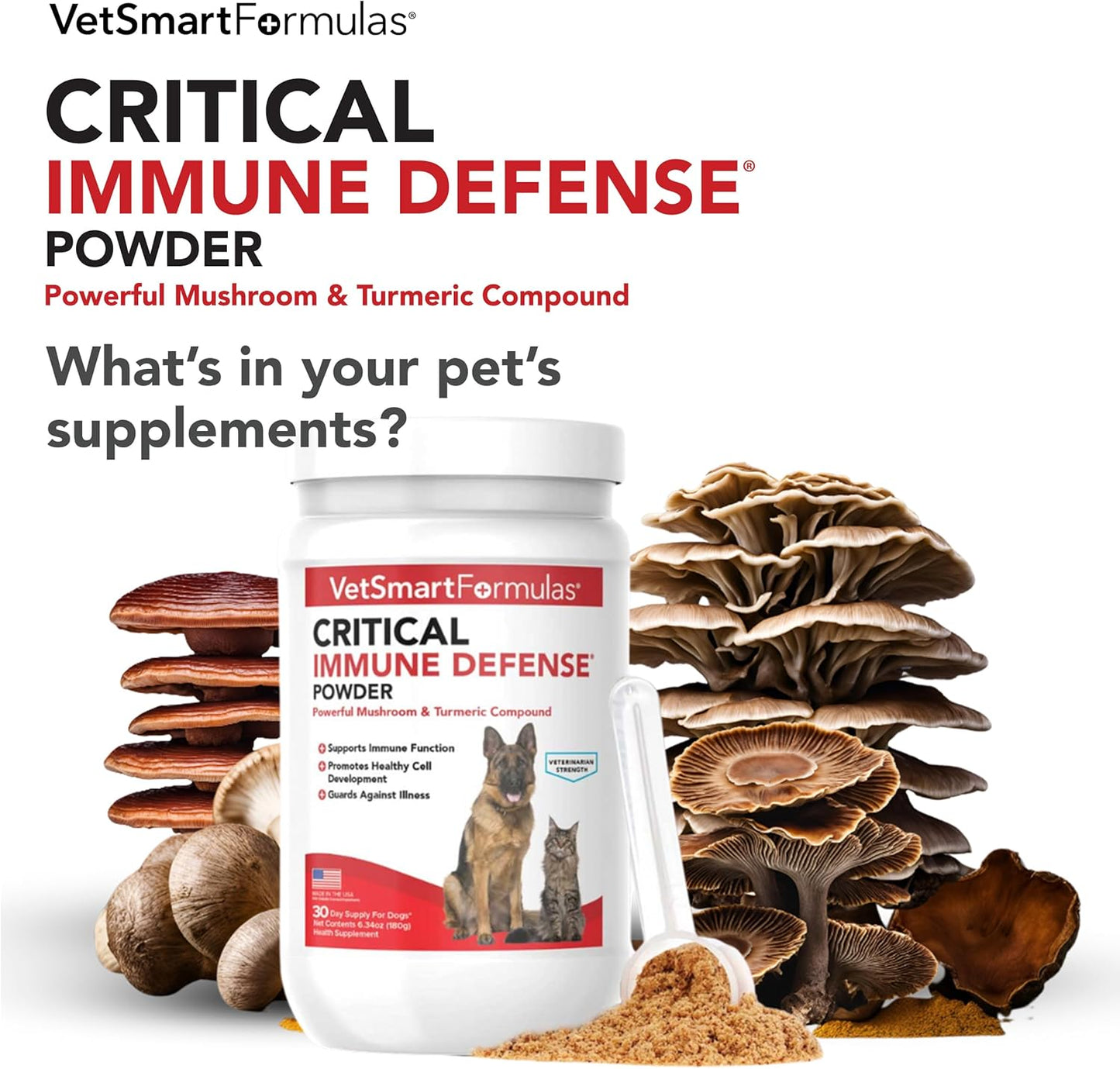 Critical Immune Defence for Dogs & Cats - Mushroom Supplement with Turkey Tail, Reishi, Shiitake, Maitake and White Turmeric - görsel 2