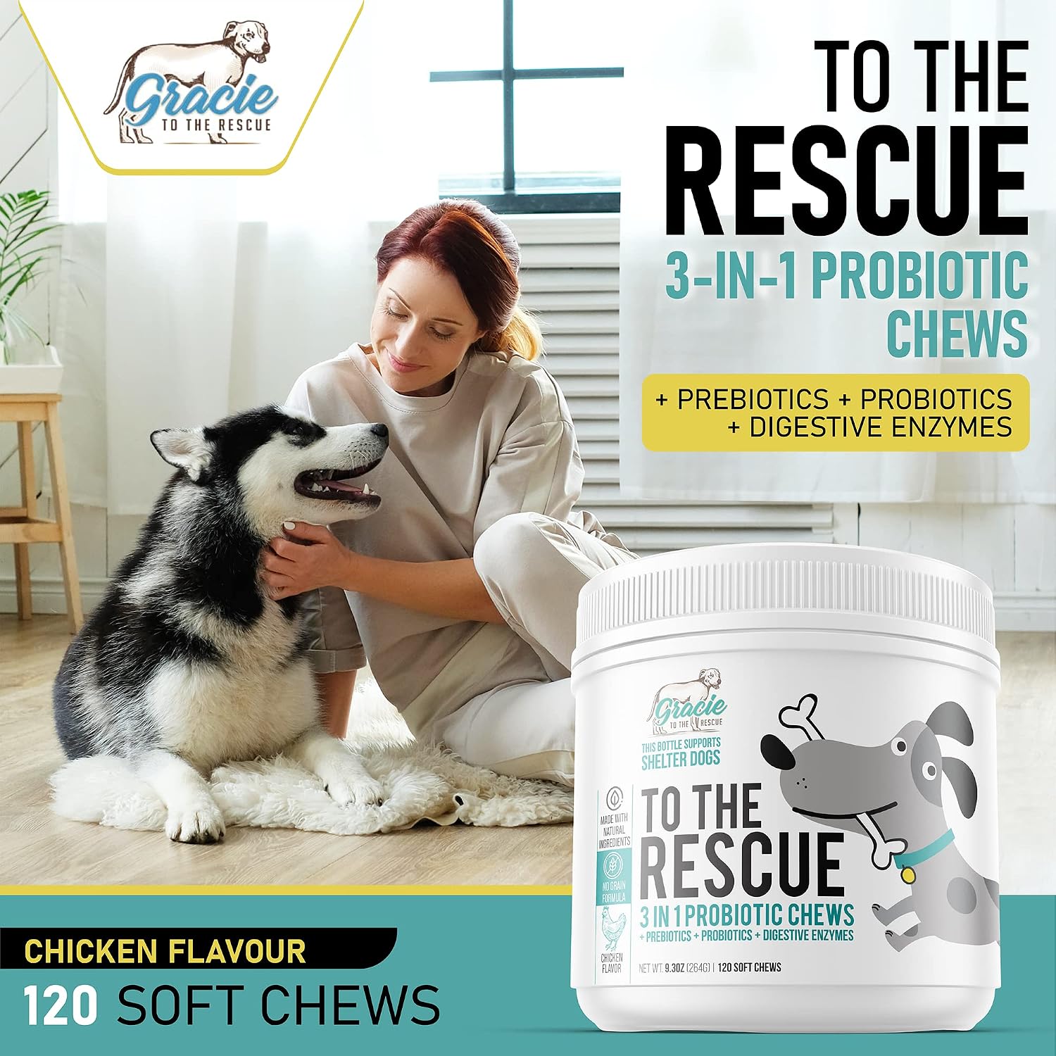 Gracie To The Rescue Probiotic Chews for Dogs - 120 Soft Chews - görsel 2