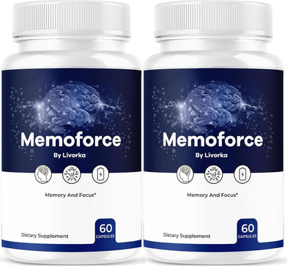 (2 Pack) Memoforce Brain Supplement - Official Memoforce Premium Formula Capsules, Advanced Support for Wellness & Overall Health, Memoforce Reviews, 120 Capsules for 2 Months