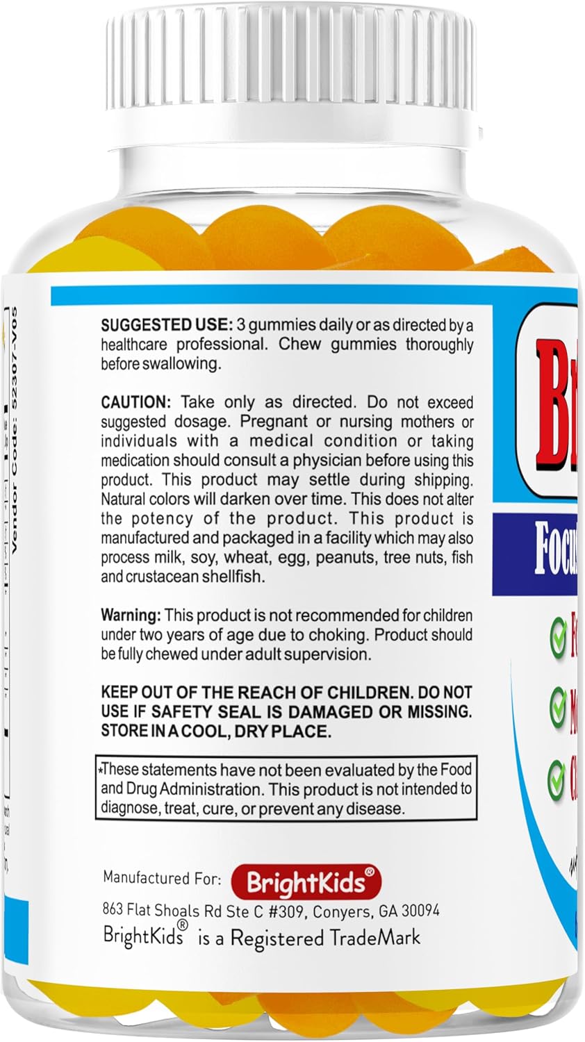 BrightKids Focus Gummies – Omega 3 DHA Brain Vitamins for Children & Teens - görsel 8