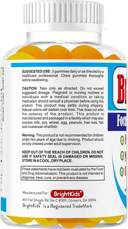 BrightKids Focus Gummies – Omega 3 DHA Brain Vitamins for Children & Teens