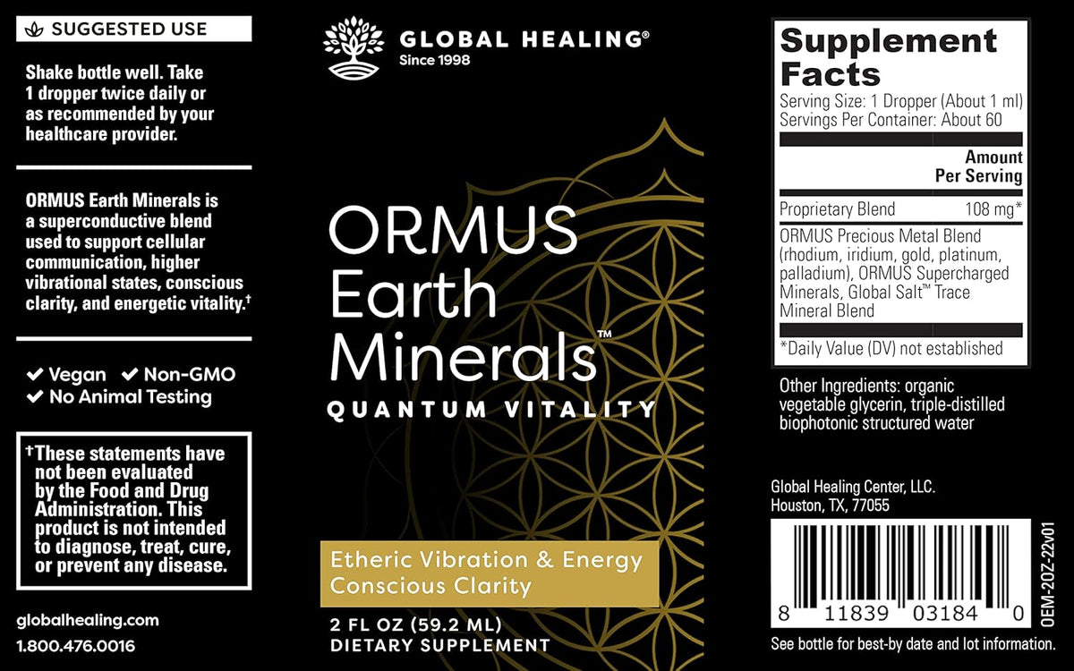 Global Healing Center ORMUS Earth Minerals - Liquid Gold, Platinum & Iridium Blend for Lucid Dreaming and Mindful Meditation - görsel 2
