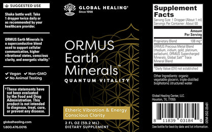 Global Healing Centre ORMUS Earth Minerals – Liquid Gold, Platinum, Iridium Blend – 2 fl oz (approx. 60 ml)