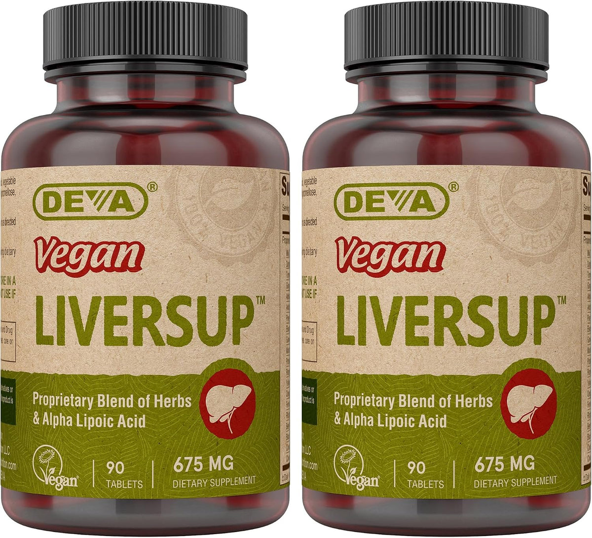 DEVA Vegan Liver Support Tablets 2-Pack - Herbal & Nutraceutical Blend, 90 Count Each - görsel 1