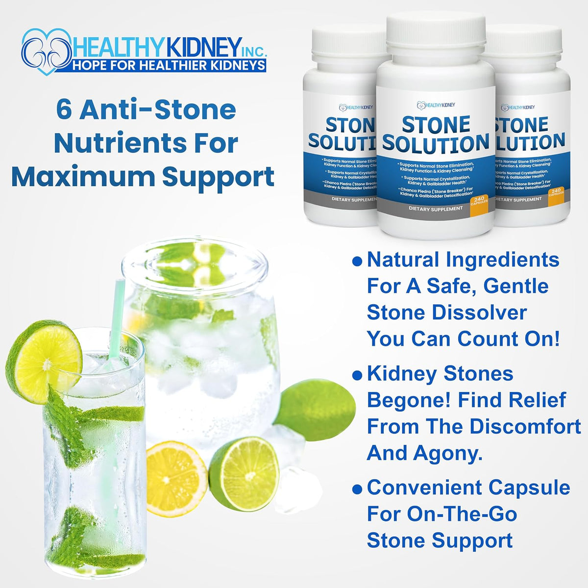 Stone Solution Capsules – Natural Kidney Stone Support, Cleanser & Flush (60 Servings) - görsel 8