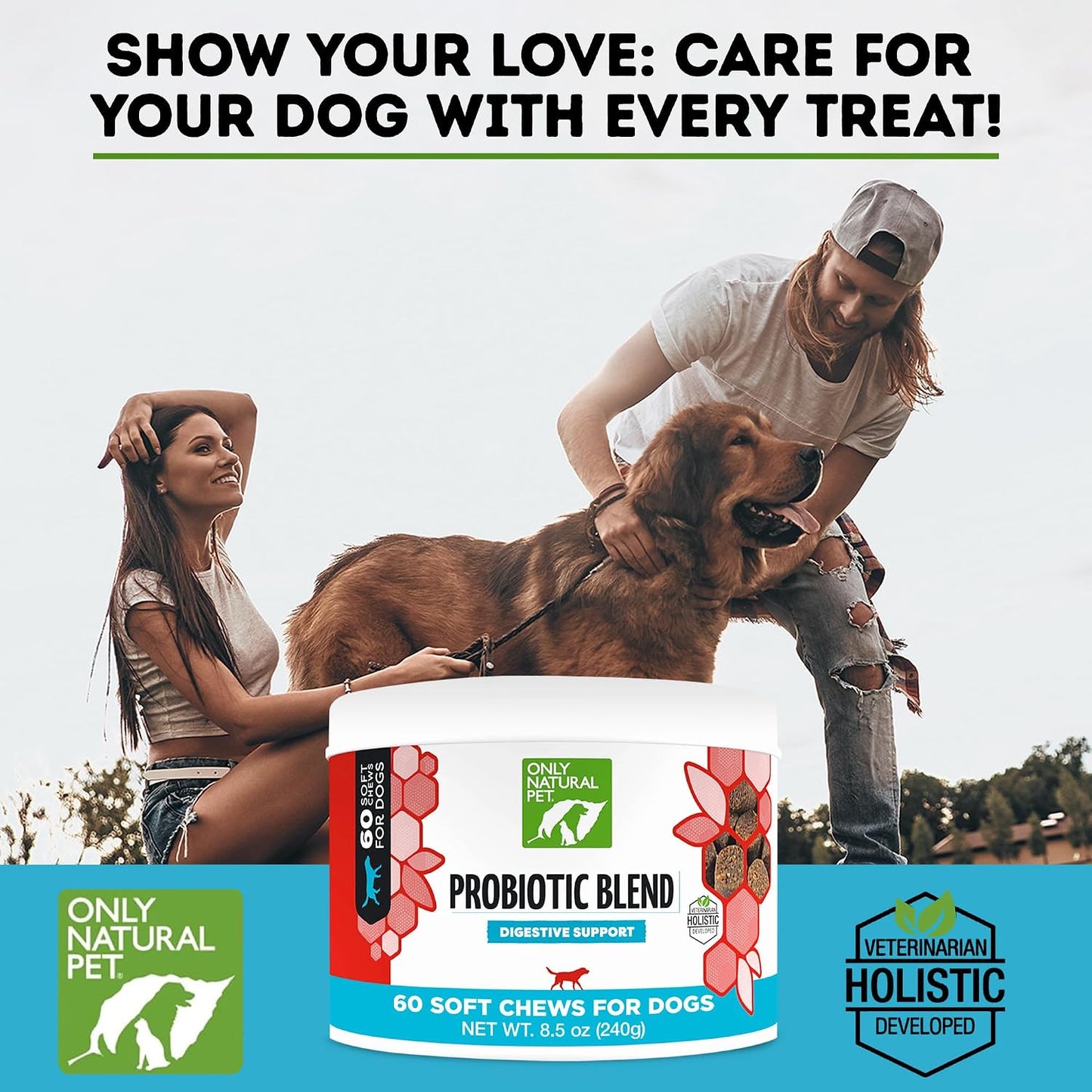 Only Natural Pet Probiotic Dog & Cat Supplement – Digestive and Gut Health Enzyme Formula, Soft Chews, 60 Count - görsel 5