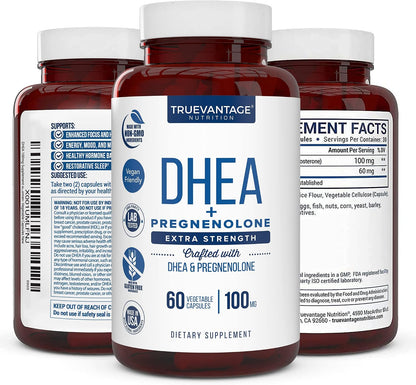 Truevantage DHEA 100mg + Pregnenolone 60mg - Hormone Support Supplement