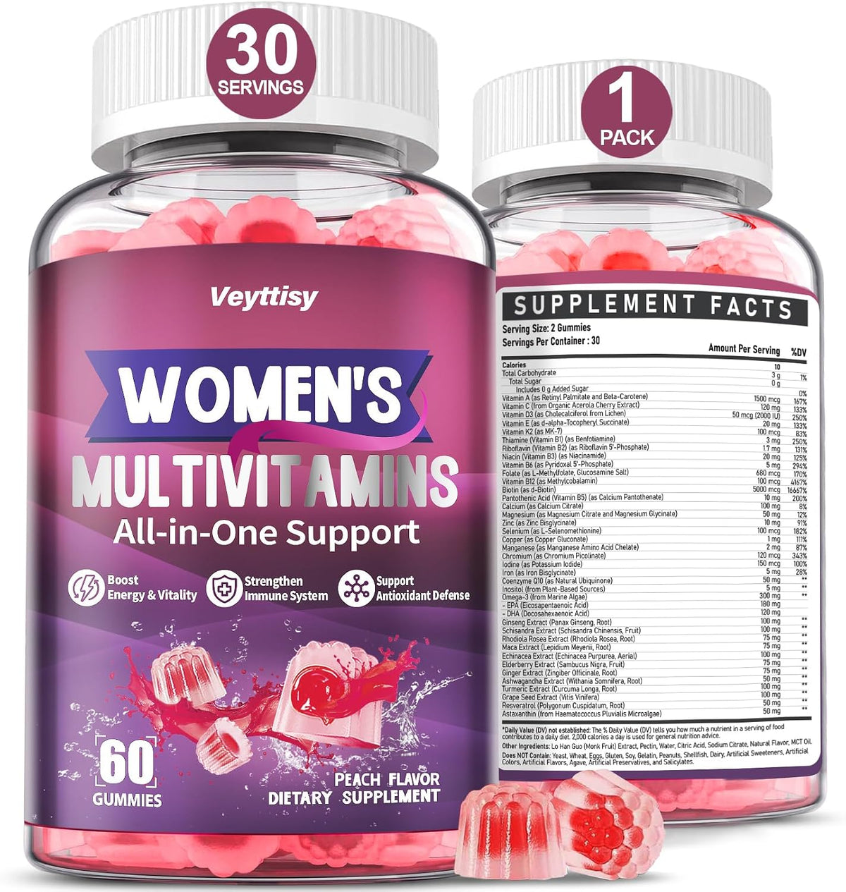 Veyttisy Methylated Multivitamin Gummy for Women – 120 Count - görsel 10