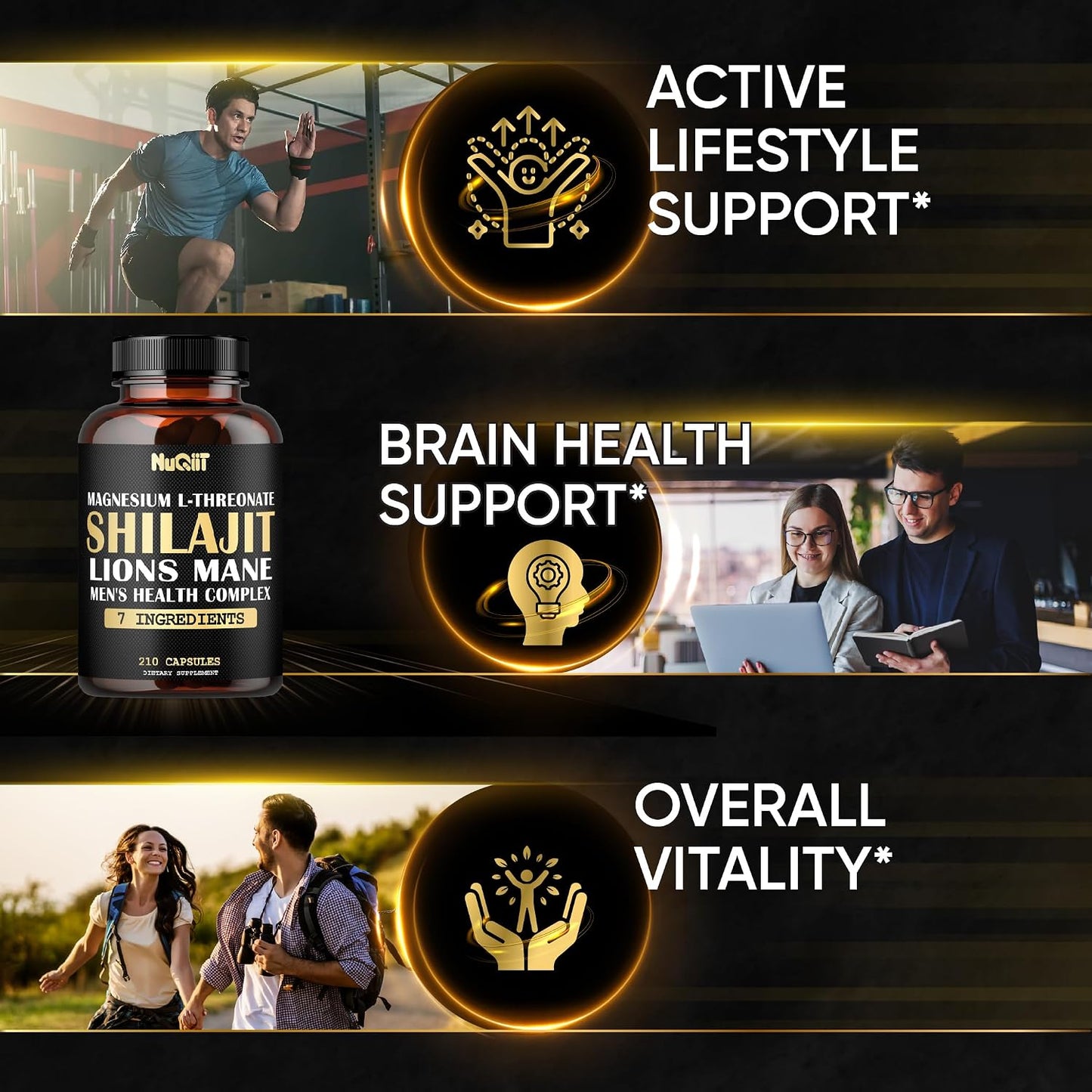 Magnesium with Lion's Mane, Shilajit Capsules, and Men's Health Complex with Ashwagandha, Maca Root & More - 210 Capsules - görsel 4