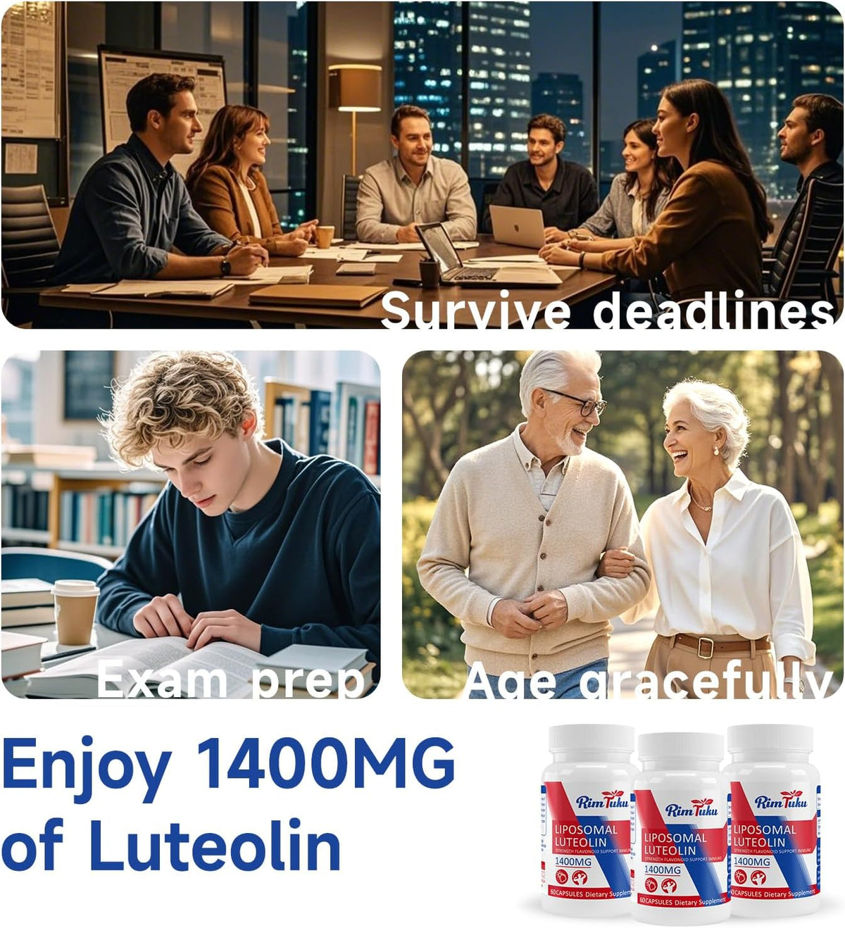 RimTuku 1400mg Liposomal Luteolin Supplement – Maximum Absorption, Potent Flavonoid Antioxidant for Cognitive Support – 240 Capsules - görsel 2
