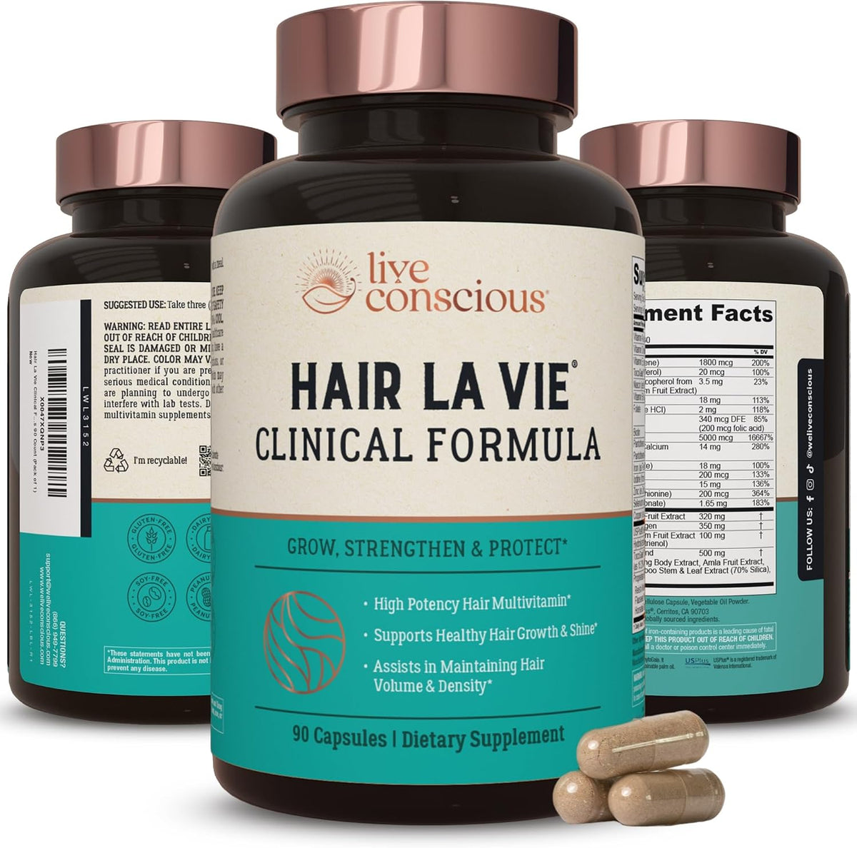 Hair La Vie Clinical Formula Hair Growth Vitamins – with Biotin, Collagen & Saw Palmetto – Image 1