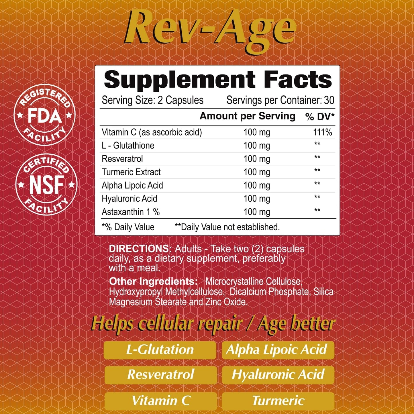 ALFA VITAMINS Rev-Age Cellular Repair Supplement - 60 Capsules - görsel 2