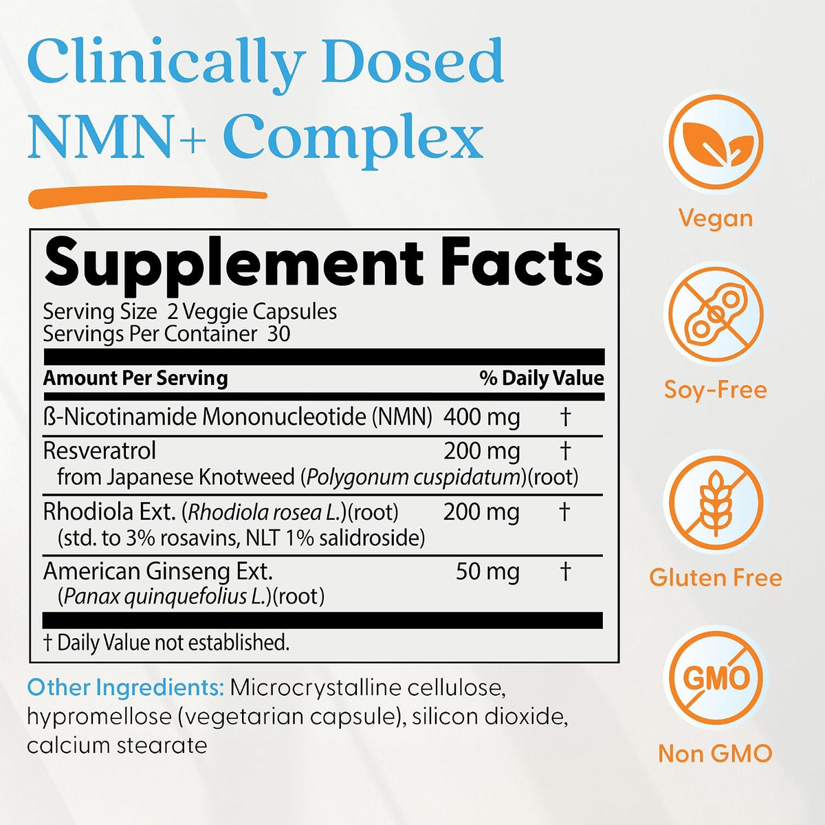 Doctor's Best NMN+ Complex Supplement - Supports NAD+ Production & Cellular Energy with Resveratrol, Rhodiola & Ginseng - 60 Veg Capsules - görsel 2
