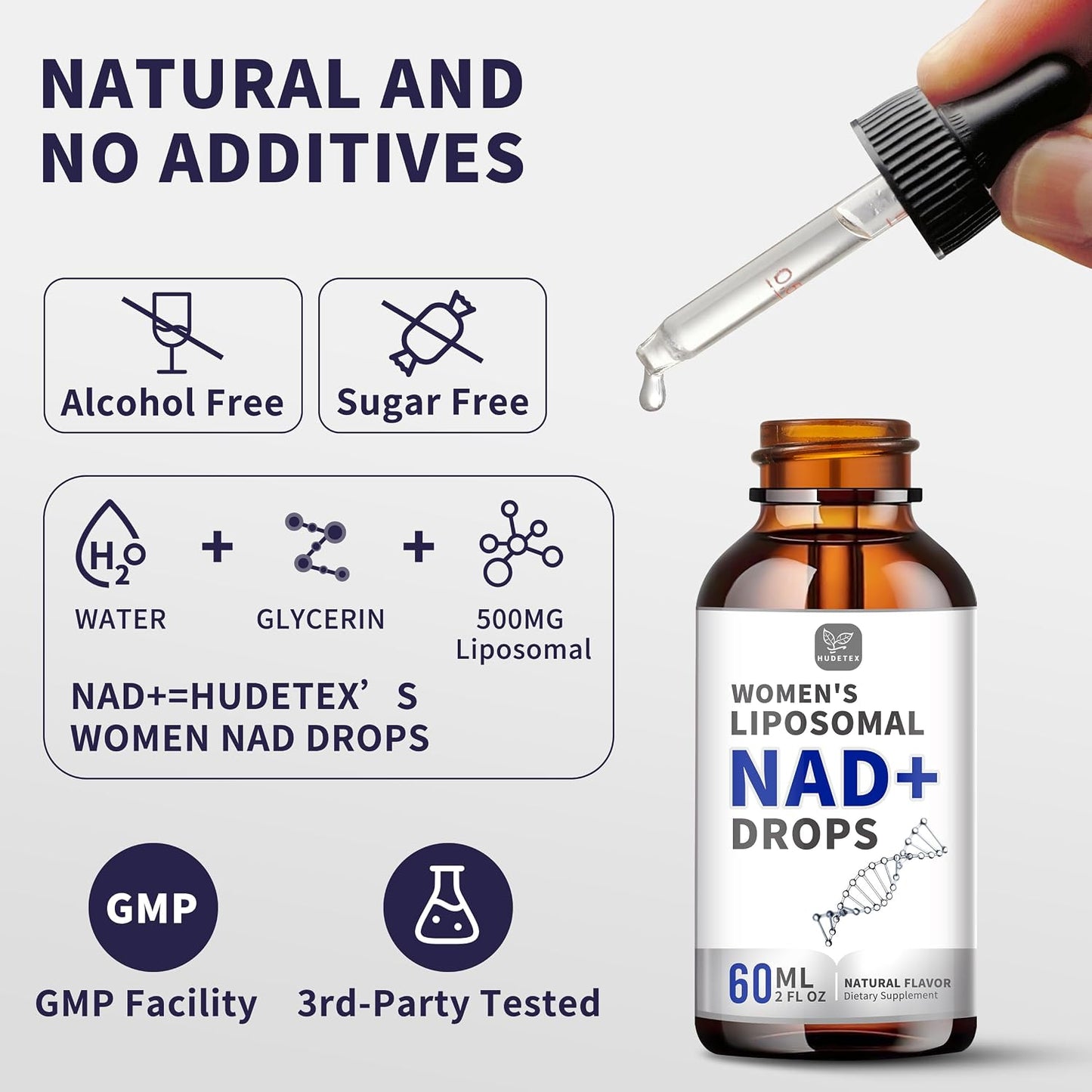 Women's NAD Liquid Supplement, 500mg Liposomal NAD – Cellular Energy Support, Vegan and Sugar-Free - görsel 4