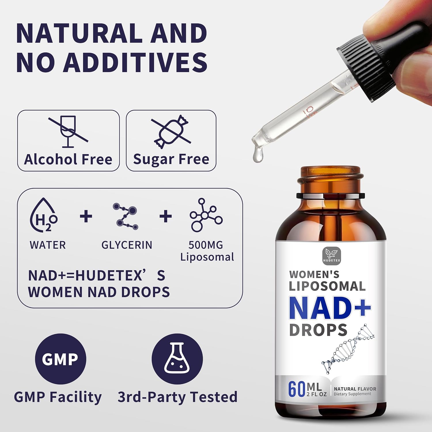 Women's NAD Liquid Supplement, 500mg Liposomal NAD – Cellular Energy Support, Vegan and Sugar-Free - görsel 4