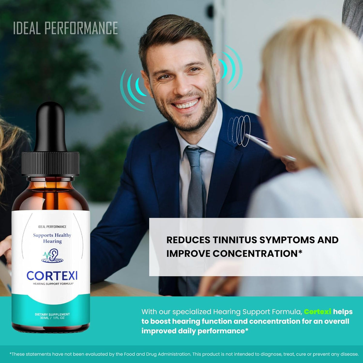 IDEAL PERFORMANCE Cortexi Tinnitus Relief for Ringing Ears Drops – Hearing Support Supplement Liquid Drops – Maximum Strength (2 Pack) - görsel 6