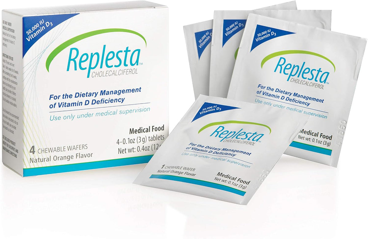 Replesta 50,000 IU Vitamin D3 Cholecalciferol, for Vitamin D Deficiency, Once-Weekly Chewable Wafer, Non-GMO, Natural Orange Flavour, 4 Pack (Pack of 2) - görsel 1